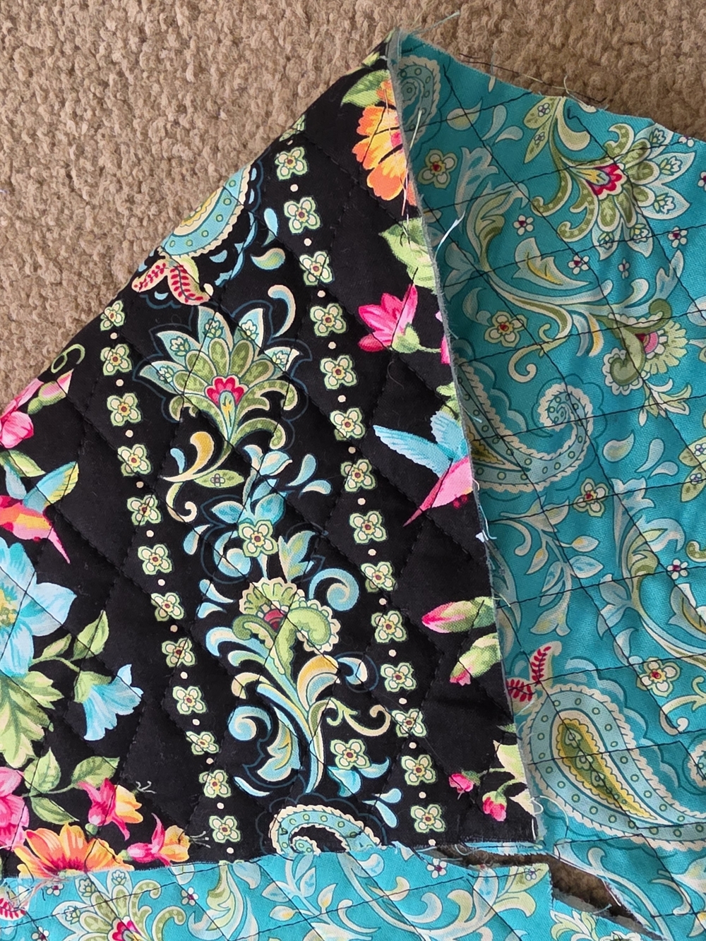 Assorted Quilting Fabric Scraps - Blue, Turquoise, Purple Mix